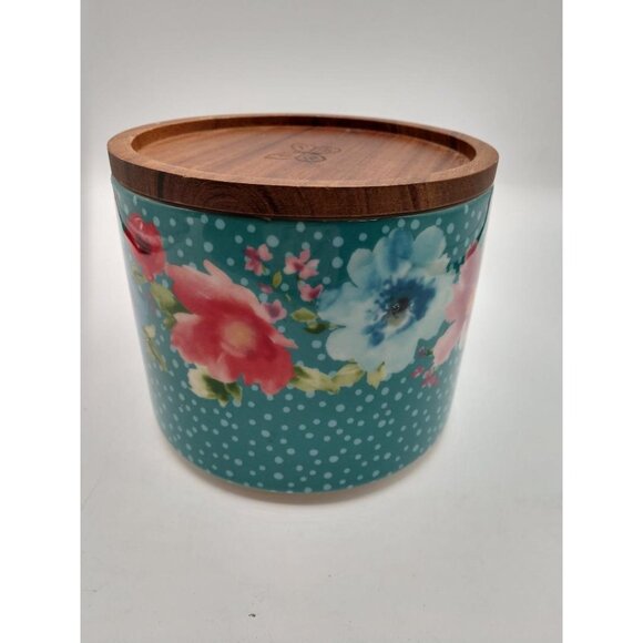 The Pioneer Woman Stoneware Floral Canister With Wooden Lid - Picture 1 of 5
